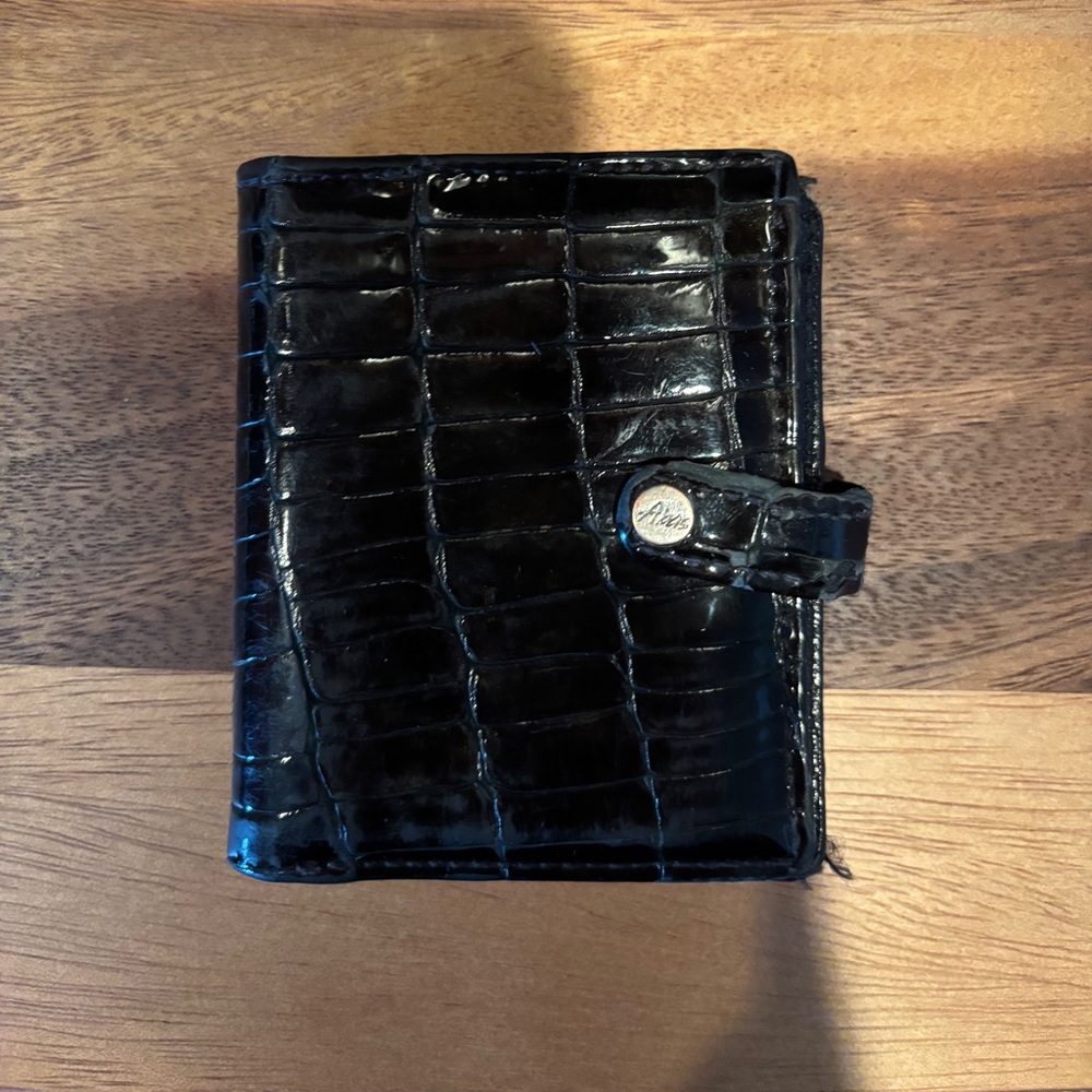 Abas Black Alligator Mini Wallet